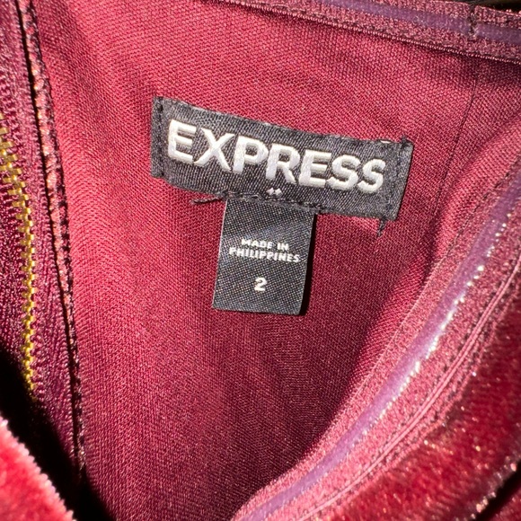 Express maroon velvet jumpsuit - Picture 4 of 5